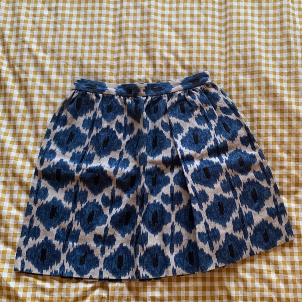 Michael Kors Blue and White Patterned A-Line Skirt